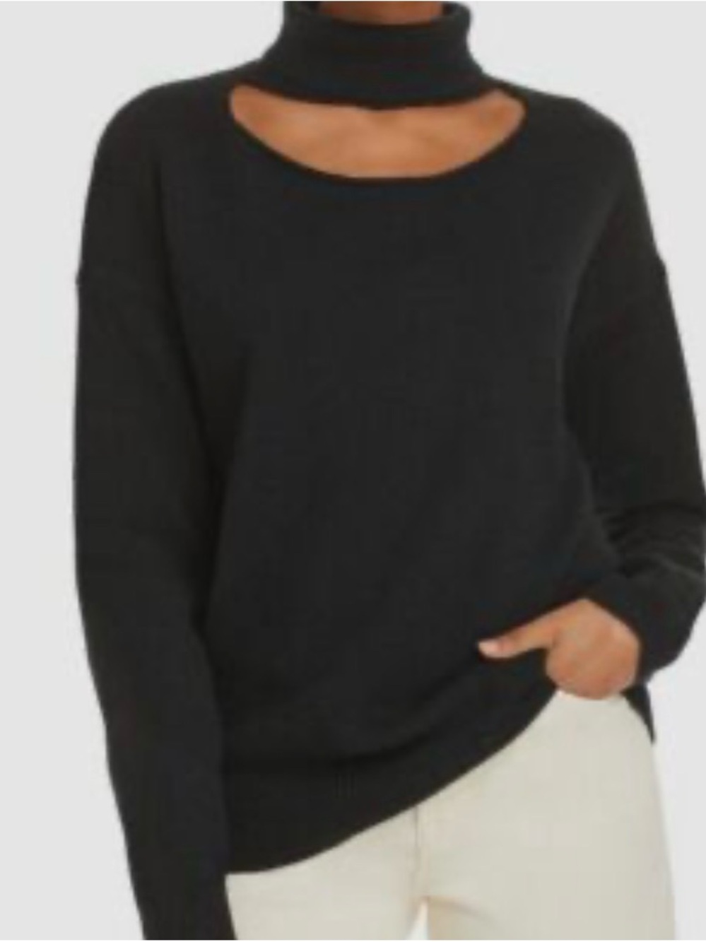 Line and dot Women’s Black Cutout Turtleneck Sweater